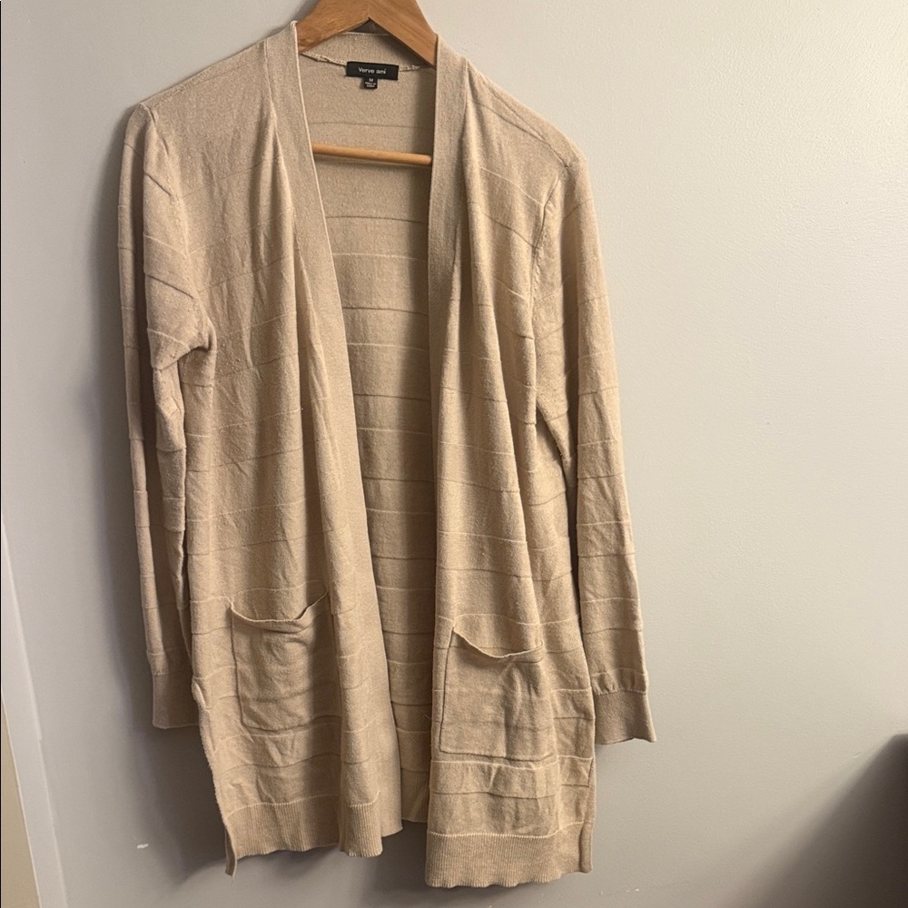 Verve Ami Light Tan Open Front Cardigan